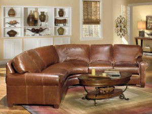 Bradington Young - LR - Goods leather l-shapped sofa with coffee table brown image 39899lllk