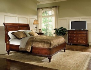 Broughton Hall - Birkdale dark, rich wood bed with headboard and dresser image 9899809