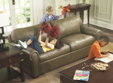 American Leather - Madison leather sleeper sofa furniture extra guest bed image 9328098