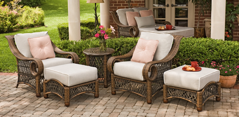 Woodard - Belmar North Carolina Outdoor furniture wicker chair ottoman table 308988988s