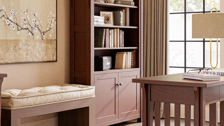 Custom Amish furniture showroom at Hickory Furniture Mart featuring handcrafted solid wood tables, chairs, and cabinetry